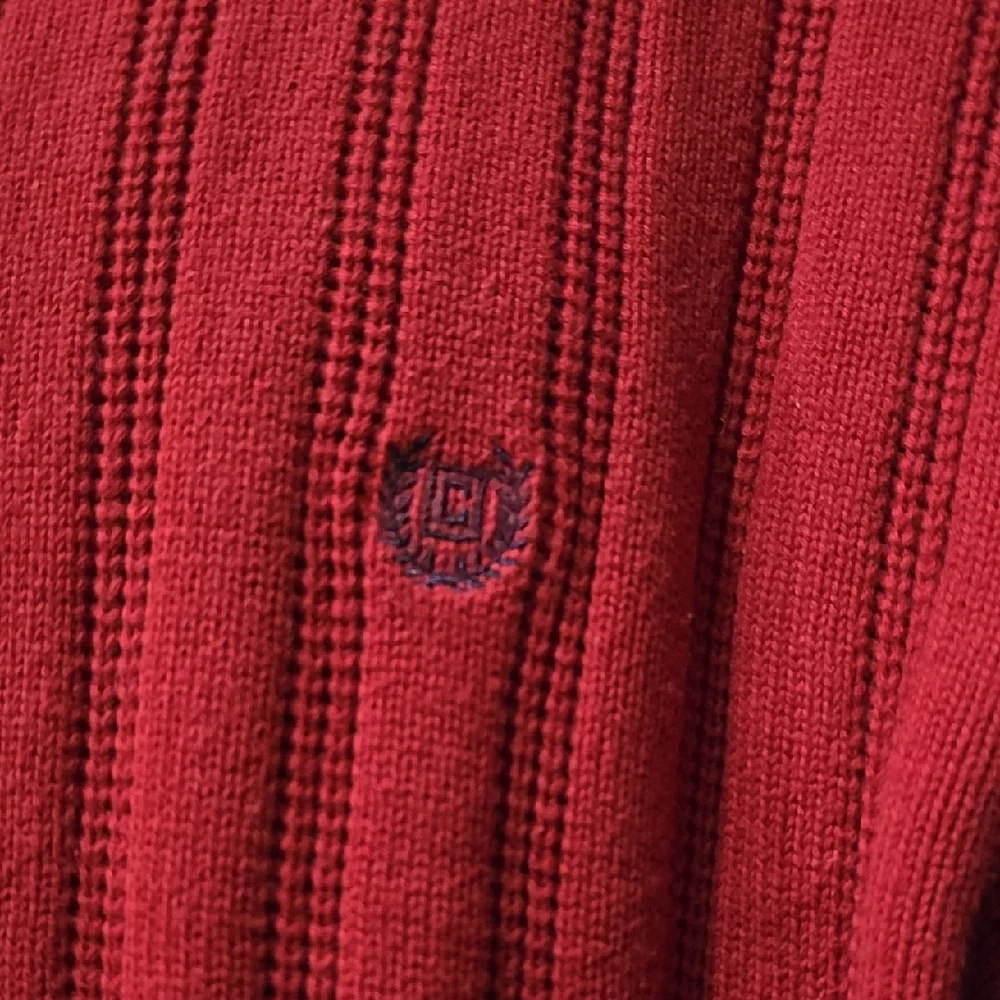 Chaps Red Crewneck Sweater with Ribbed Texture - Picture 2 of 5